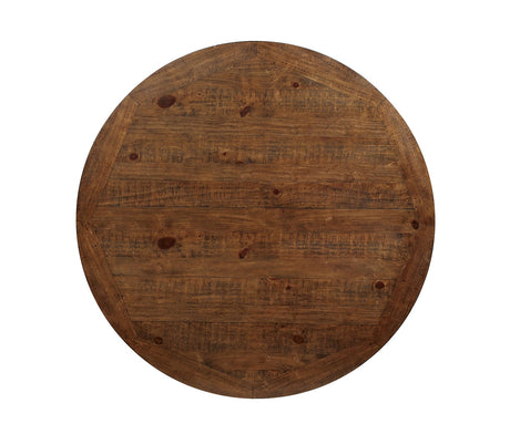 Auletta Distressed White/Distressed Dark Oak Round Dining Table from Furniture of America - Luna Furniture