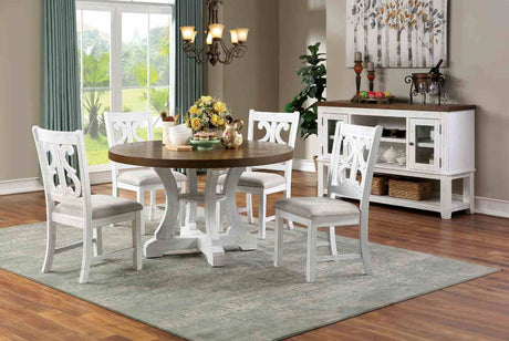 Auletta Distressed White/Distressed Dark Oak Round Dining Table from Furniture of America - Luna Furniture