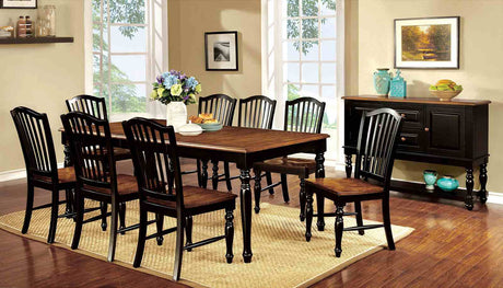 Mayville Black/Antique Oak 9-Piece Dining Room Set from Furniture of America - Luna Furniture