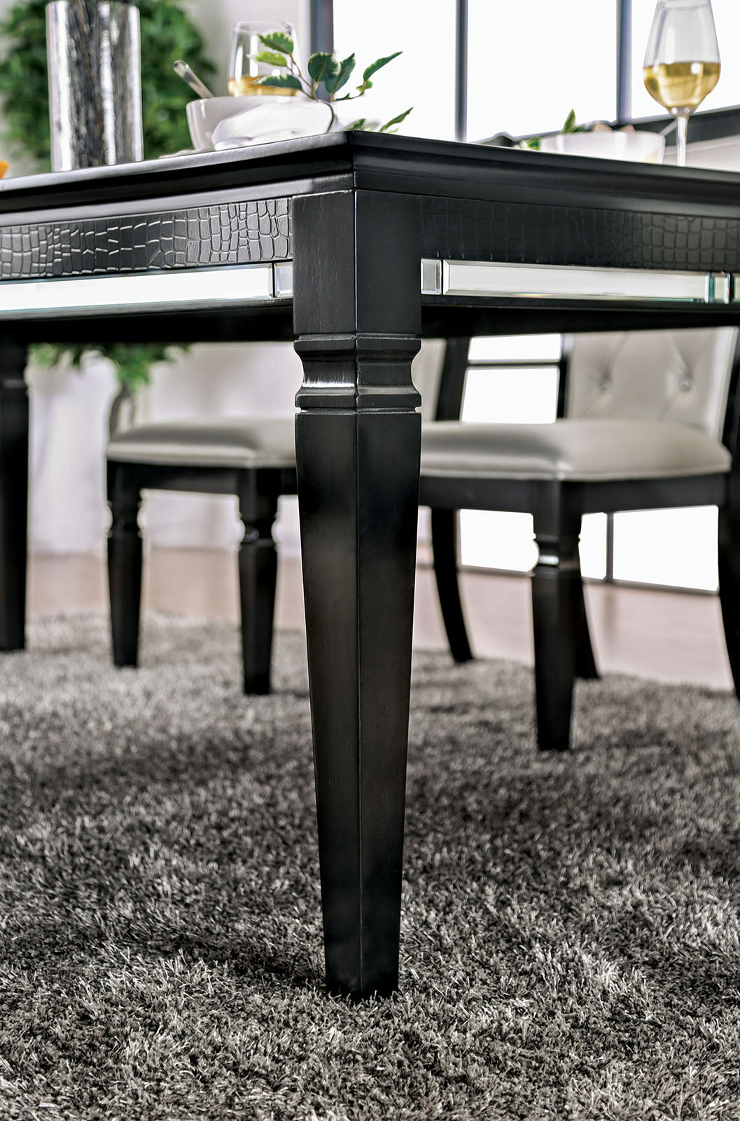 Alena Black/Silver Dining Table from Furniture of America - Luna Furniture