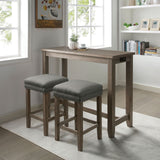 Caerleon Wire-Brushed Gray/Gray 3 Pc. Counter Ht. Dining Set from Furniture of America - Luna Furniture