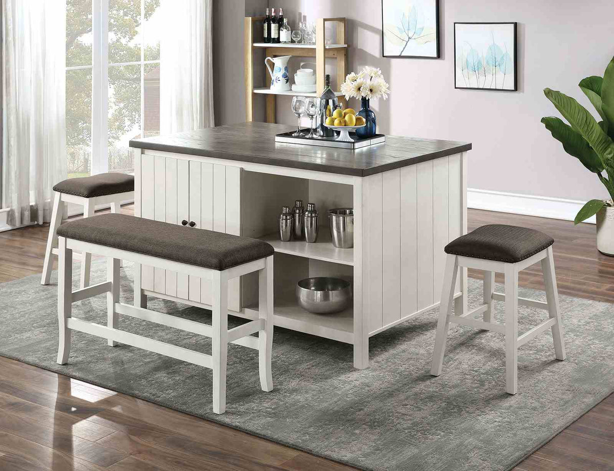Heidelberg Off-White/Dark Gray 4 Pc Counter Ht Table Set w/ Bench from Furniture of America - Luna Furniture