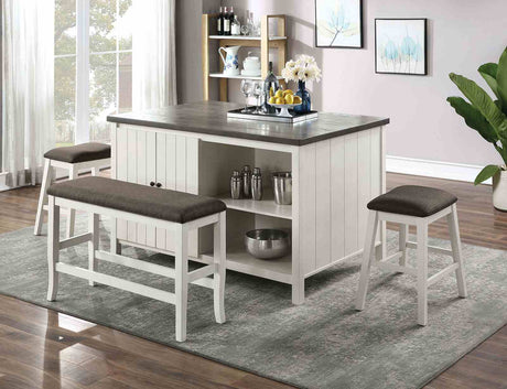 Heidelberg Off-White/Dark Gray 4-Piece Counter Hight Set from Furniture of America - Luna Furniture