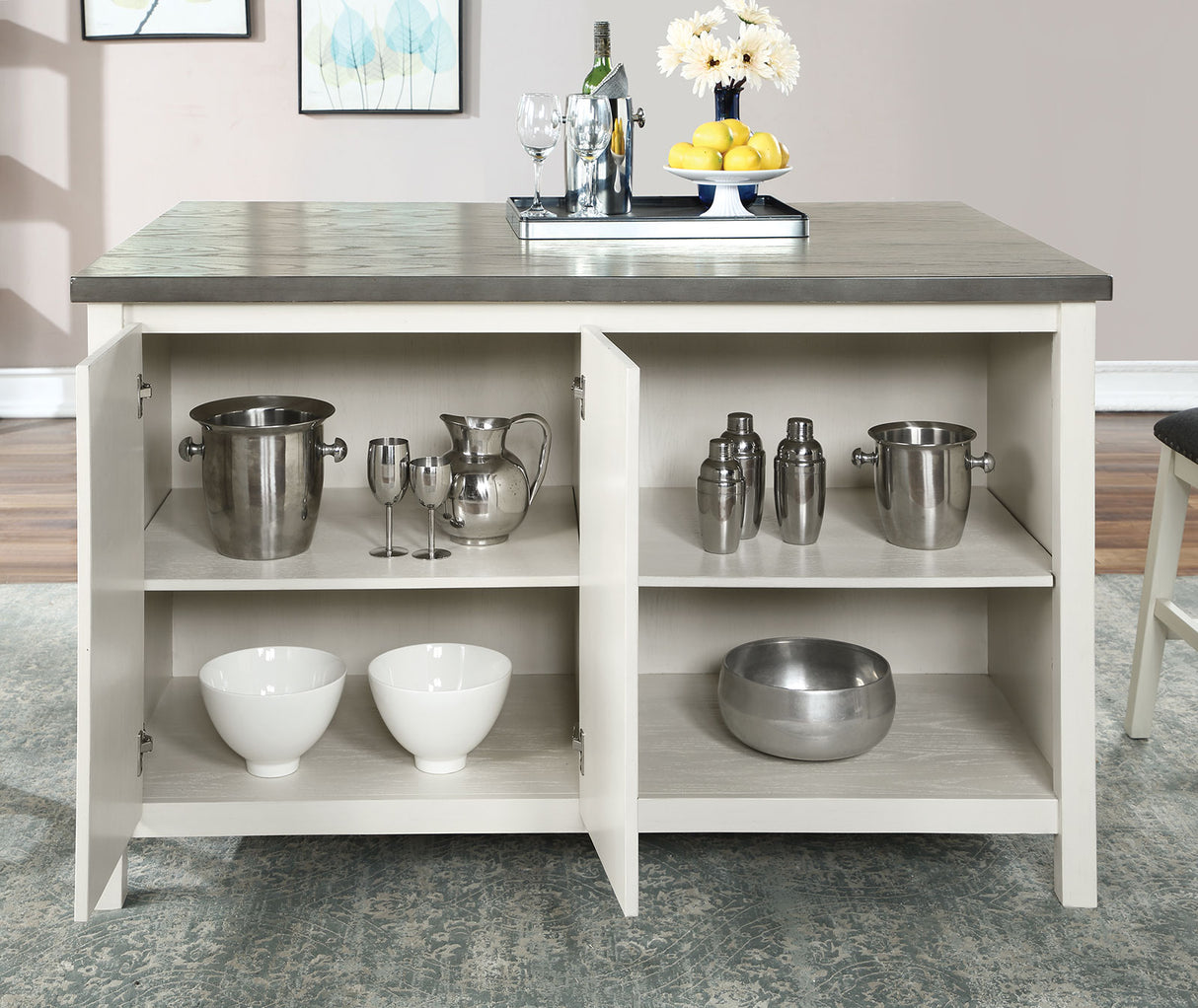 Heidelberg Off-White/Dark Gray Counter Ht. Table from Furniture of America - Luna Furniture