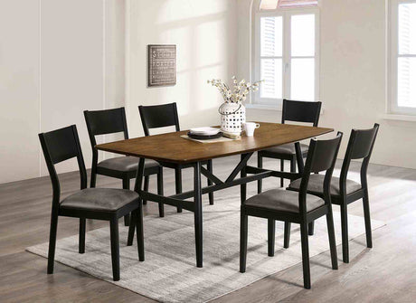 Oberwil Antique Oak/Black 7 Pc Dining Table Set from Furniture of America - Luna Furniture