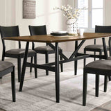 Oberwil Antique Oak/Black 7 Pc Dining Table Set from Furniture of America - Luna Furniture
