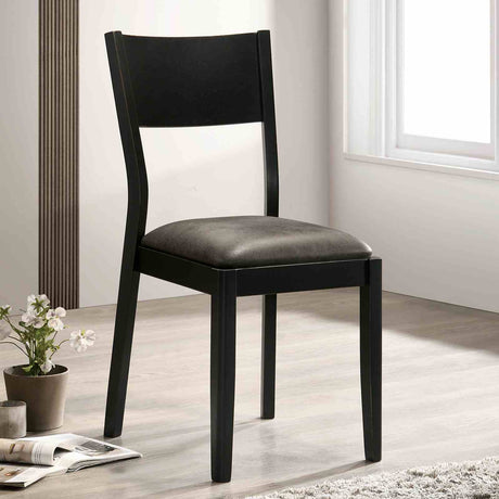 Oberwil Antique Oak/Black 7 Pc Dining Table Set from Furniture of America - Luna Furniture