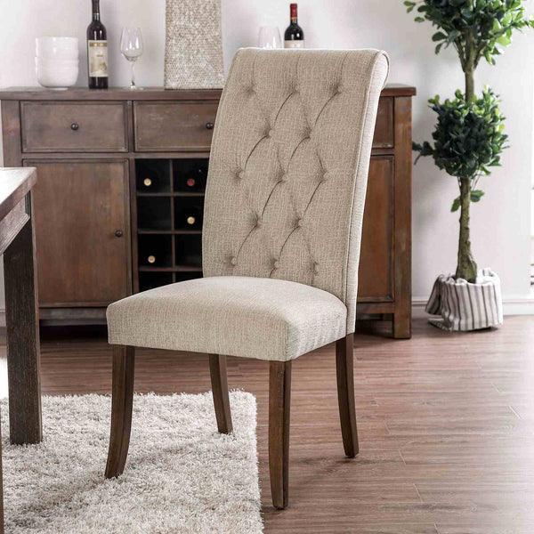 Sania Antique Oak/Beige Dining Chair, Set of 2