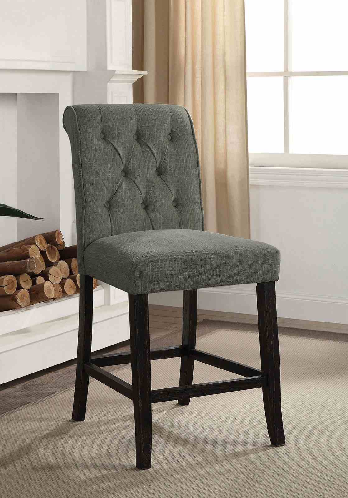Izzy Gray/Antique Black Counter Height Chair from Furniture of America - Luna Furniture