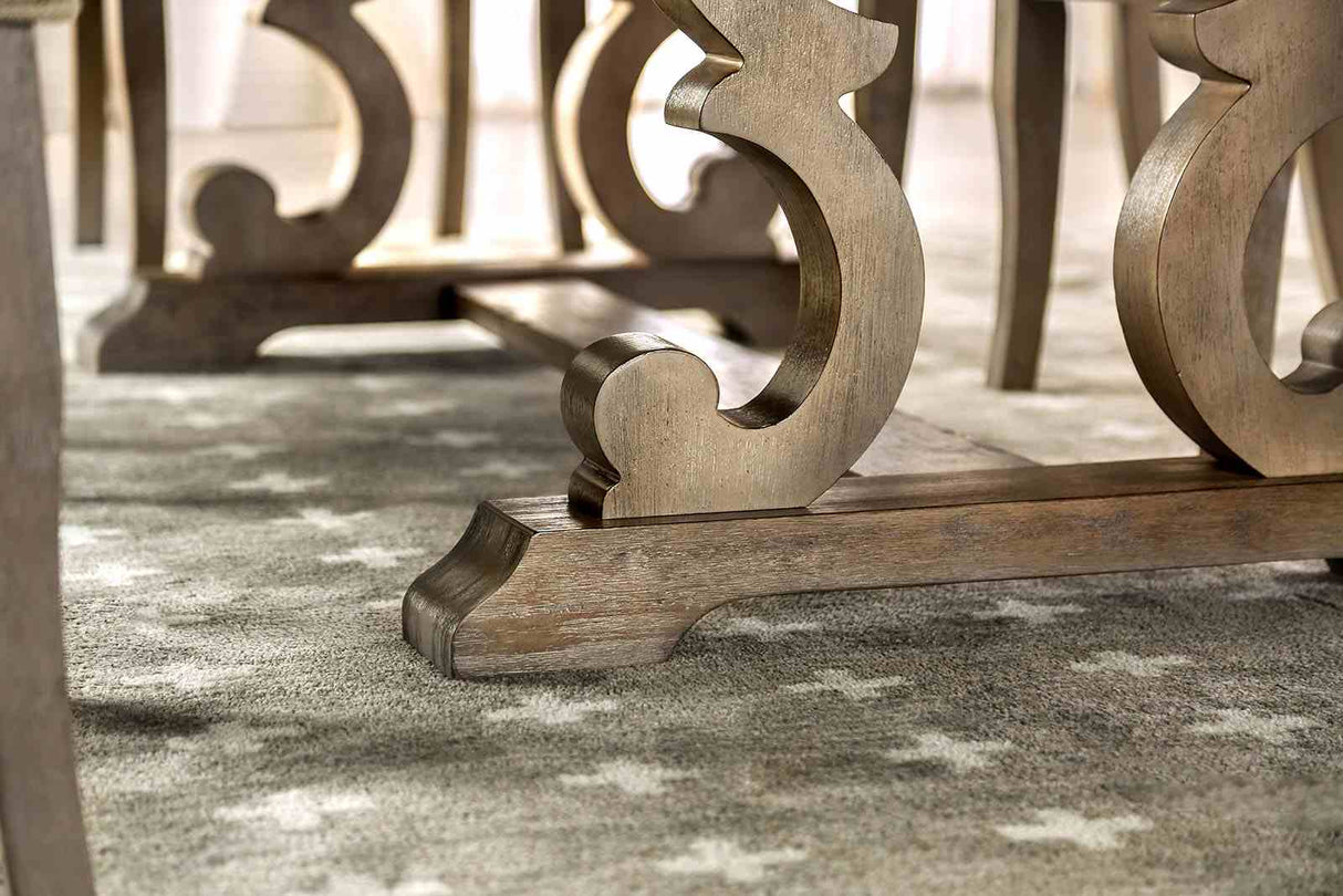 Patience Rustic Natural Tone/Beige 9 Pc Dining Table Set from Furniture of America - Luna Furniture