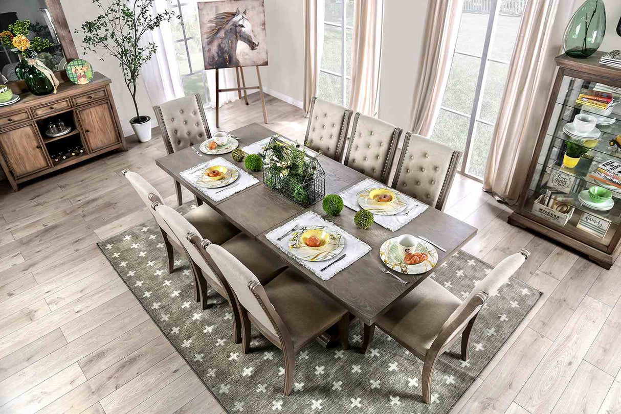Patience Rustic Natural Tone/Beige 9 Pc Dining Table Set from Furniture of America - Luna Furniture