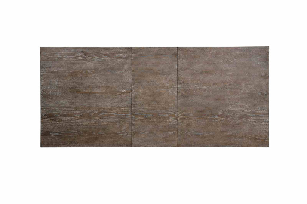Patience Rustic dining table top, rustic natural tone wood grain, overhead view