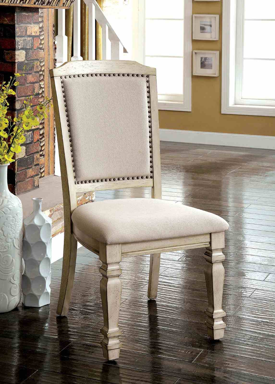 Holcroft Antique White/Ivory 9 Pc Dining Table Set from Furniture of America - Luna Furniture