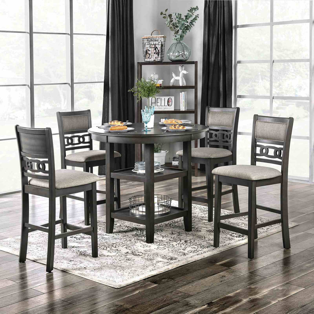 Milly Gray 5 Pc. Counter Ht. Set from Furniture of America - Luna Furniture
