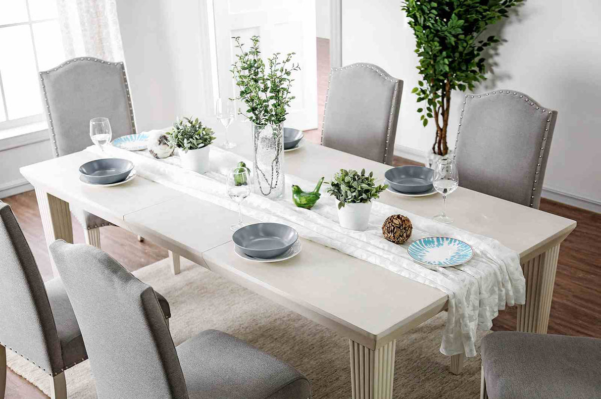 Daniella Antique White/Gray 7 Pc Dining Table Set from Furniture of America - Luna Furniture