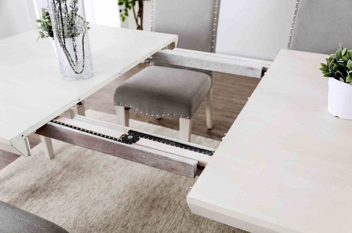 Daniella Antique White/Gray 7 Pc Dining Table Set from Furniture of America - Luna Furniture