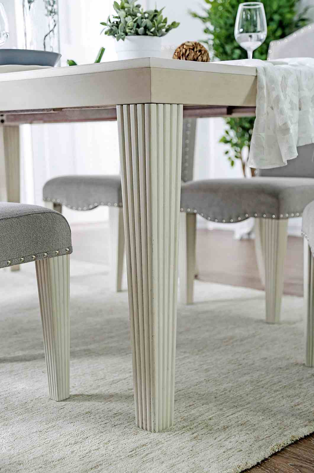 Daniella Antique White/Gray 7 Pc Dining Table Set from Furniture of America - Luna Furniture