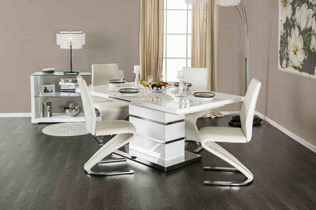 Midvale White/Chrome Dining Table from Furniture of America - Luna Furniture