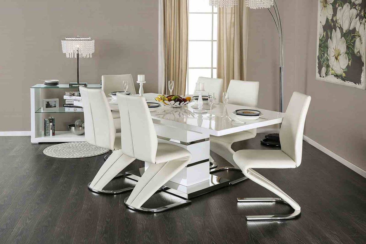 Midvale White/Chrome Side Chair from Furniture of America - Luna Furniture