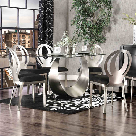 Orla Silver/Black Dining Table from Furniture of America - Luna Furniture