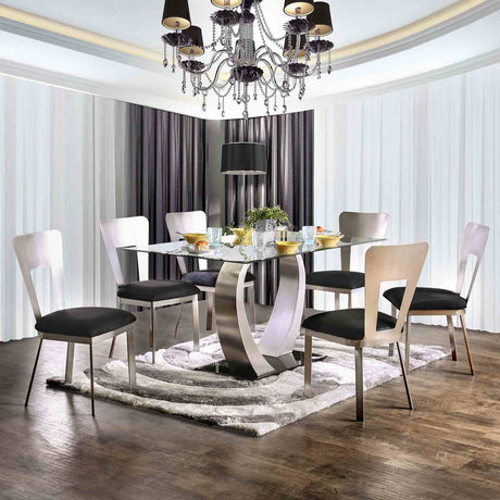 Nova Silver/Black Dining Table from Furniture of America - Luna Furniture
