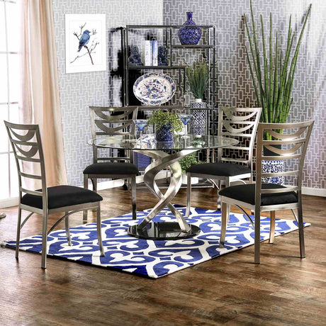 Roxo Silver/Black Side Chair from Furniture of America - Luna Furniture