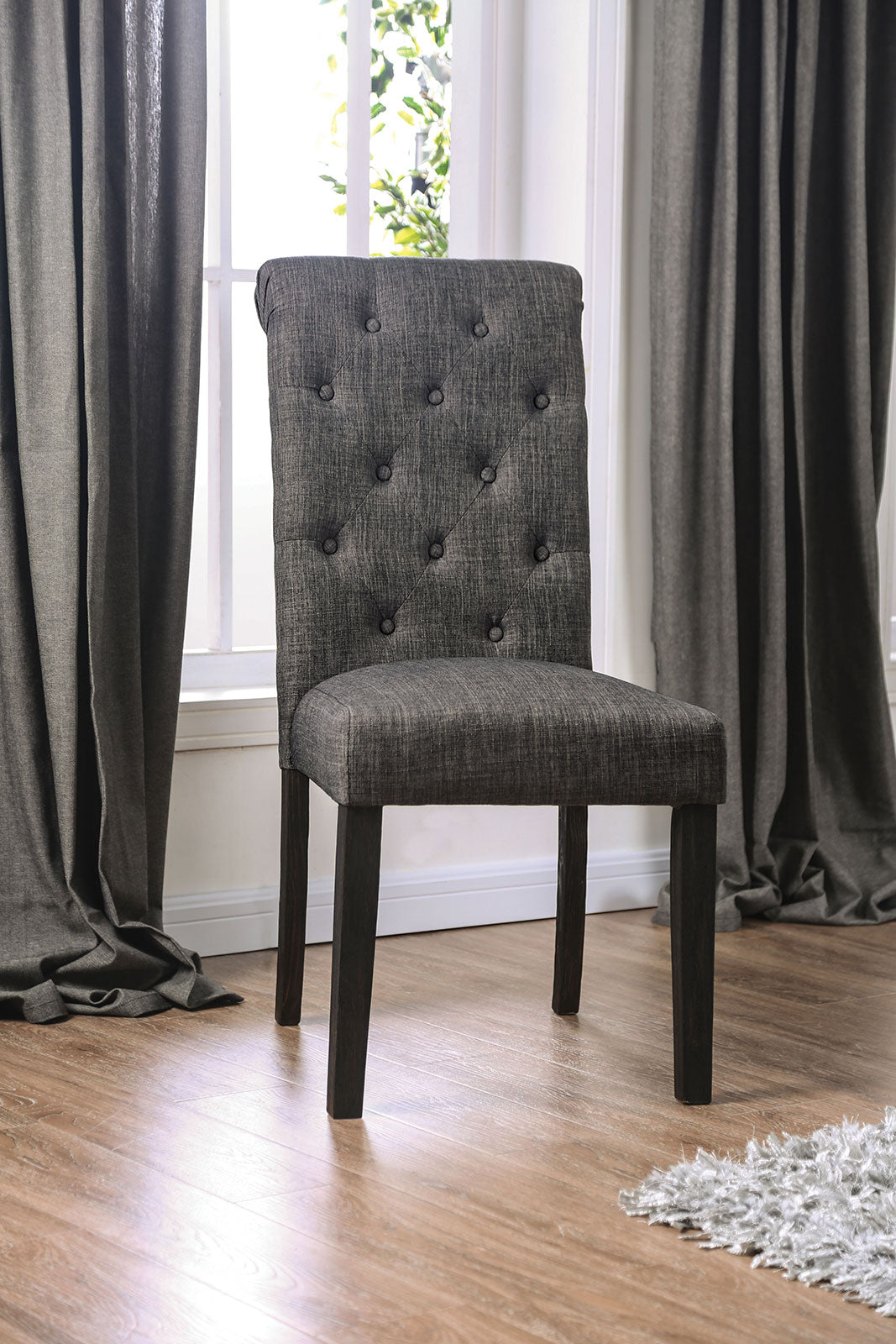 Alfred Antique Black/Gray Side Chair from Furniture of America - Luna Furniture
