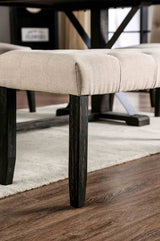 Alfred Antique Black/Ivory Bench from Furniture of America - Luna Furniture