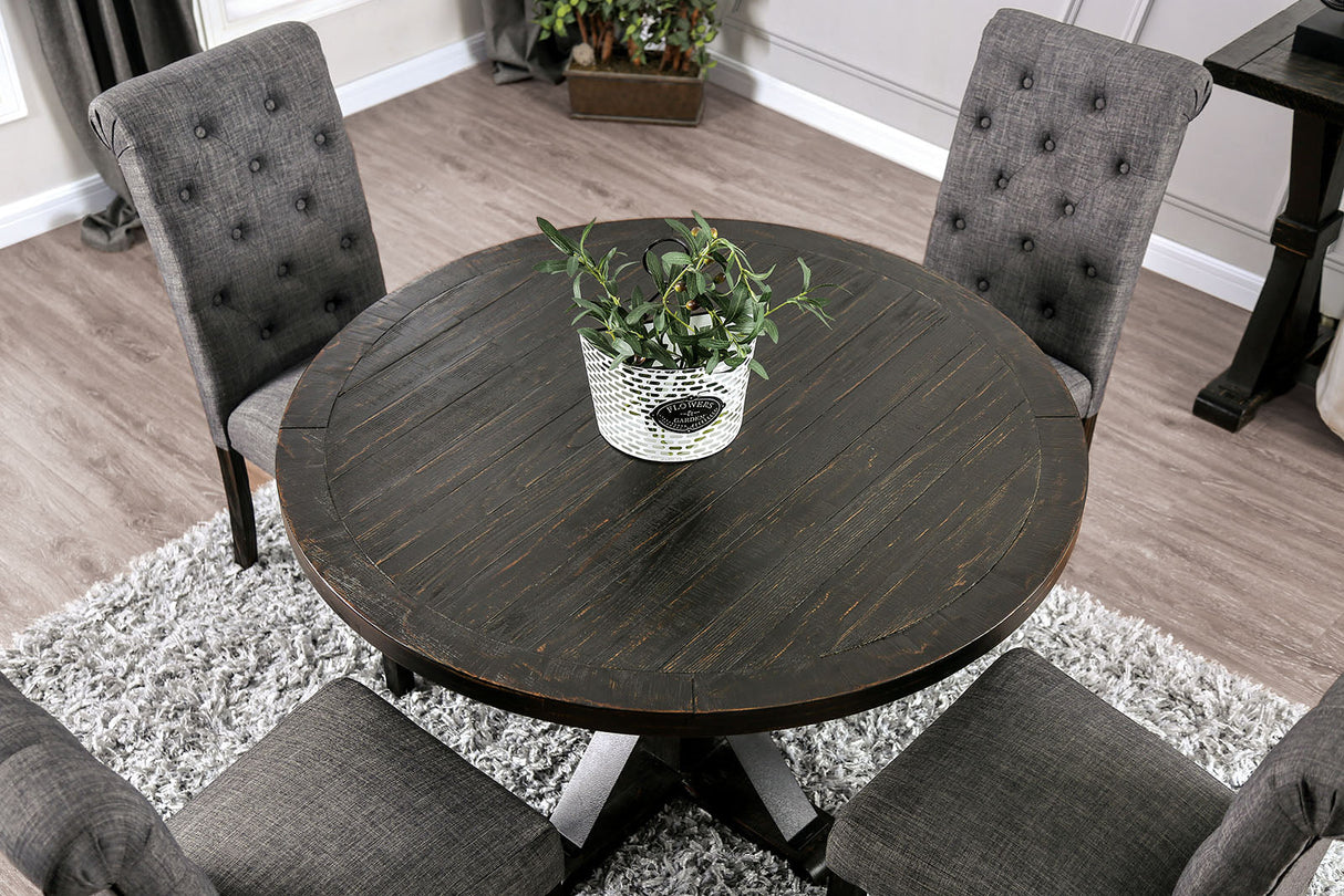 Alfred Antique Black Round Dining Table from Furniture of America - Luna Furniture