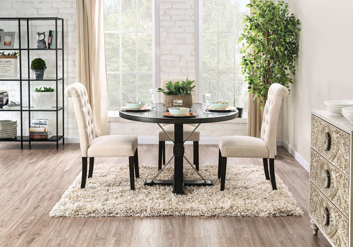 Alfred Antique Black Round Dining Table from Furniture of America - Luna Furniture