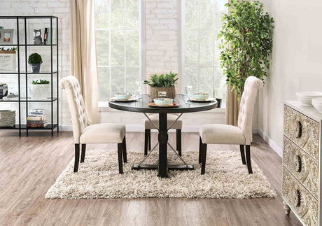 Alfred Antique Black Round Dining Table from Furniture of America - Luna Furniture