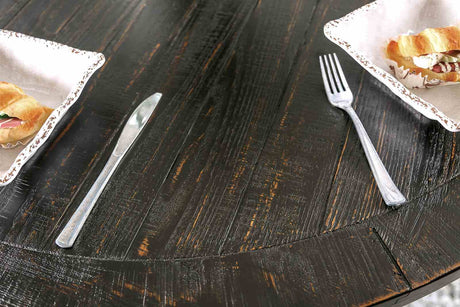 Alfred Antique Black Round Dining Table from Furniture of America - Luna Furniture