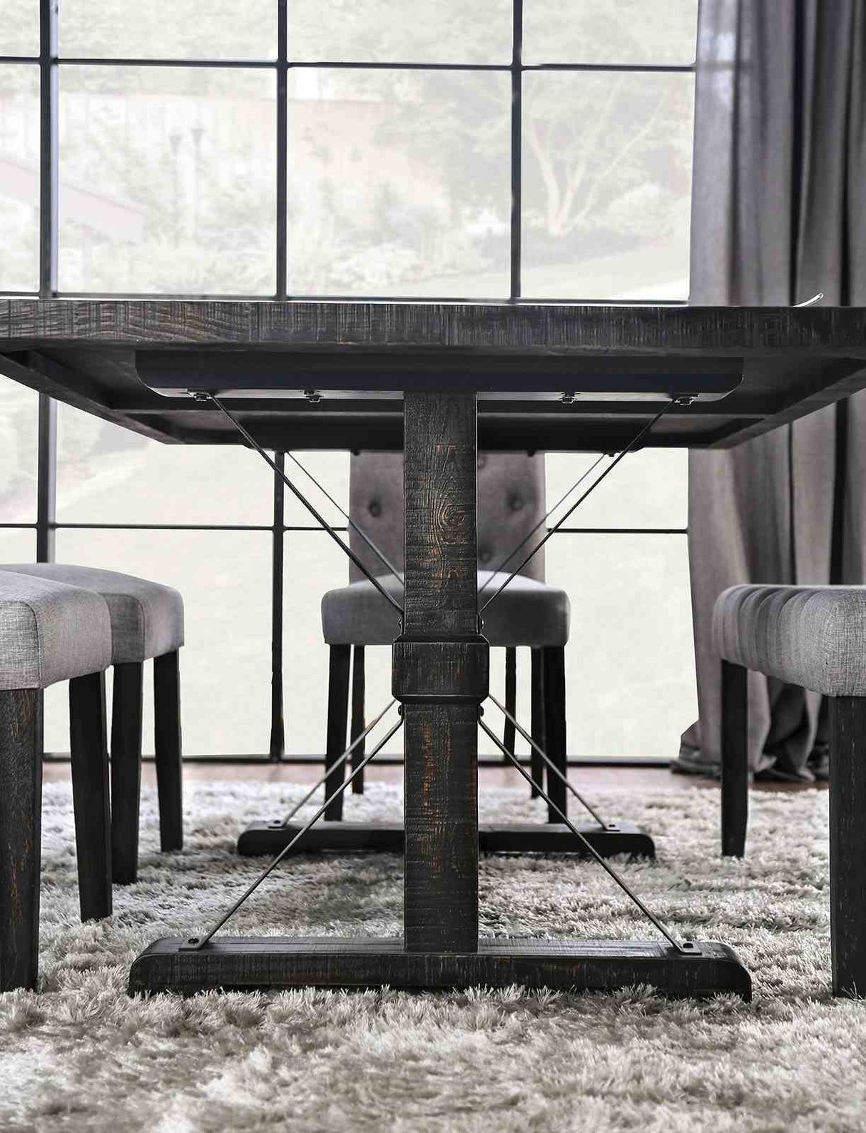 Alfred Antique Black 7 Pc Dining Table Set from Furniture of America - Luna Furniture