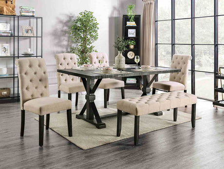 Alfred Antique Black/Ivory 6-Piece Dining Room Set from Furniture of America - Luna Furniture