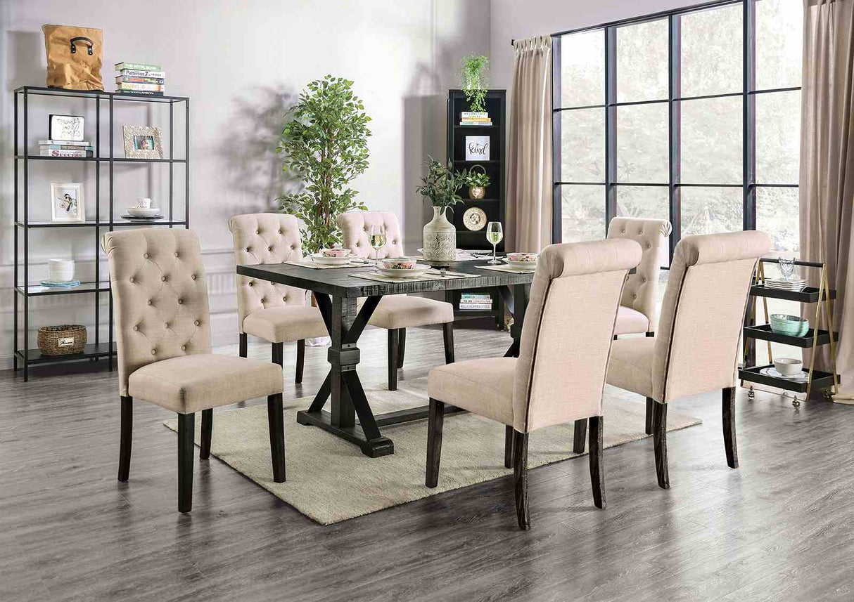 Alfred Antique Black 7 Pc Dining Table Set from Furniture of America - Luna Furniture