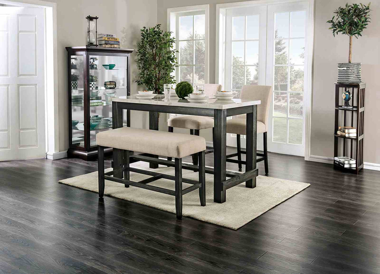 Brule White/Antique Black Counter Ht. Table from Furniture of America - Luna Furniture