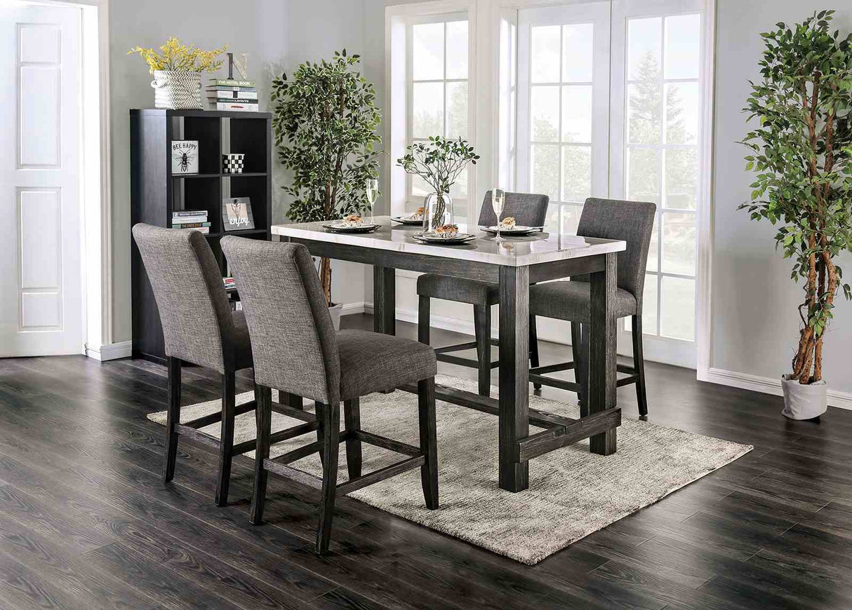 Brule White/Antique Black 5 Pc Counter Ht Table Set from Furniture of America - Luna Furniture