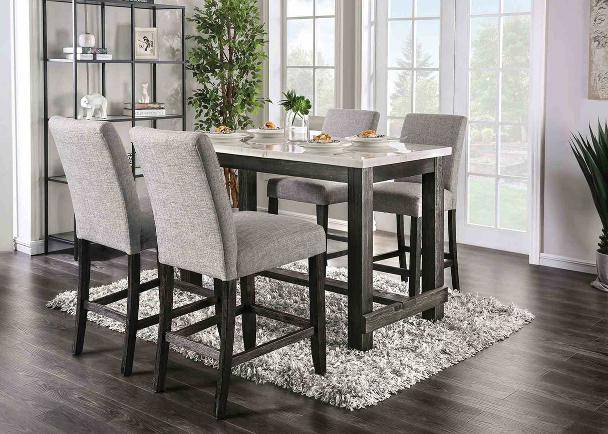 Brule White/Antique Black 5 Pc Counter Ht Table Set from Furniture of America - Luna Furniture