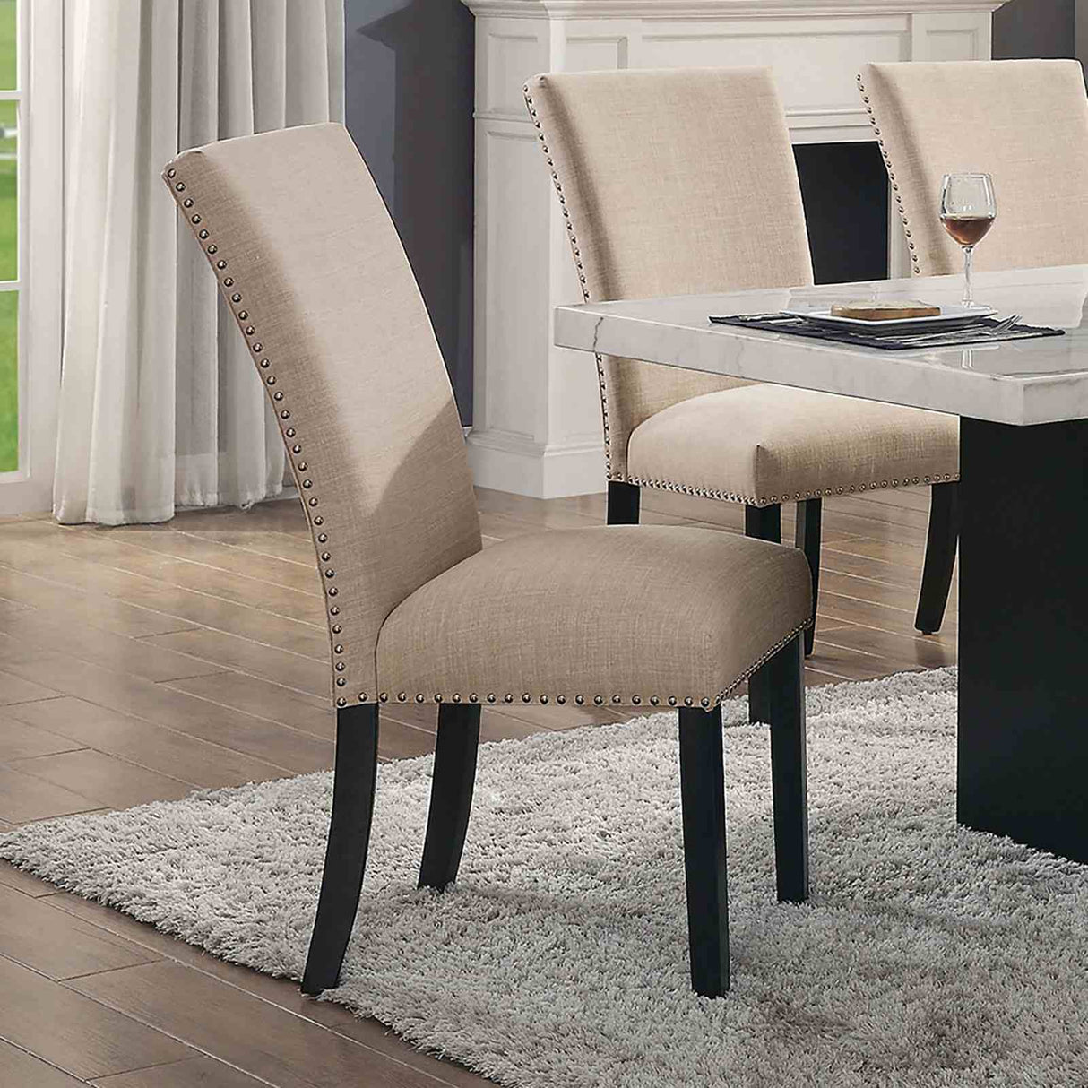 Kian Black/Beige Side Chair from Furniture of America - Luna Furniture