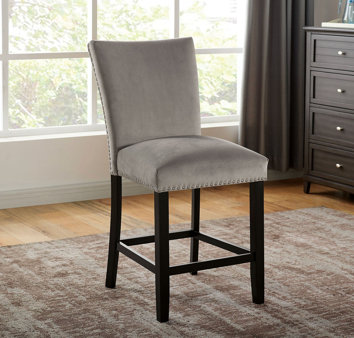 Kian Black/Light Gray Counter Height Chair from Furniture of America - Luna Furniture