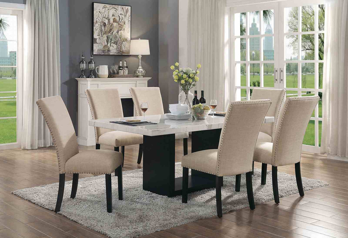 Kian White/Black 7 Pc Dining Table Set from Furniture of America - Luna Furniture