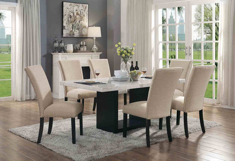 Kian White/Beige 7-Piece Dining Room Set from Furniture of America - Luna Furniture
