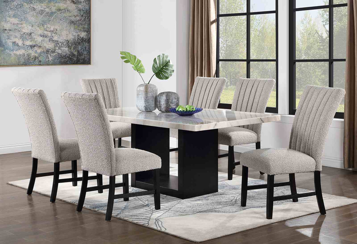 Kian White/Black 7 Pc Dining Table Set from Furniture of America - Luna Furniture