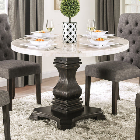 Elfredo White/Antique Black Round Dining Table from Furniture of America - Luna Furniture