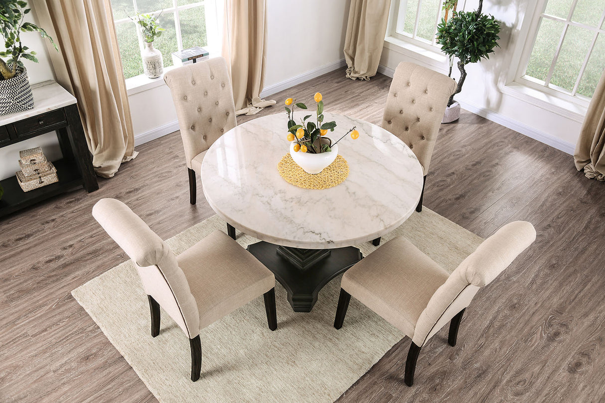 Elfredo White/Antique Black Round Dining Table from Furniture of America - Luna Furniture