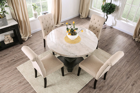 Elfredo White/Antique Black Round Dining Table from Furniture of America - Luna Furniture
