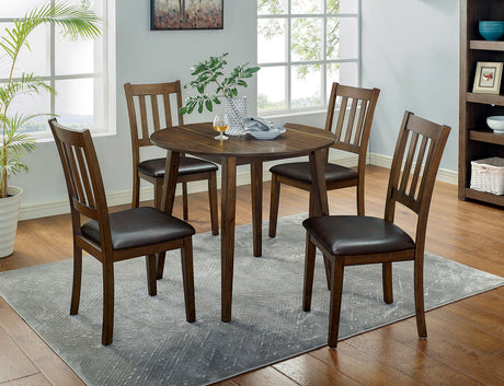 Blackwood Walnut/Dark Brown 5 Pc. Round Table Set from Furniture of America - Luna Furniture