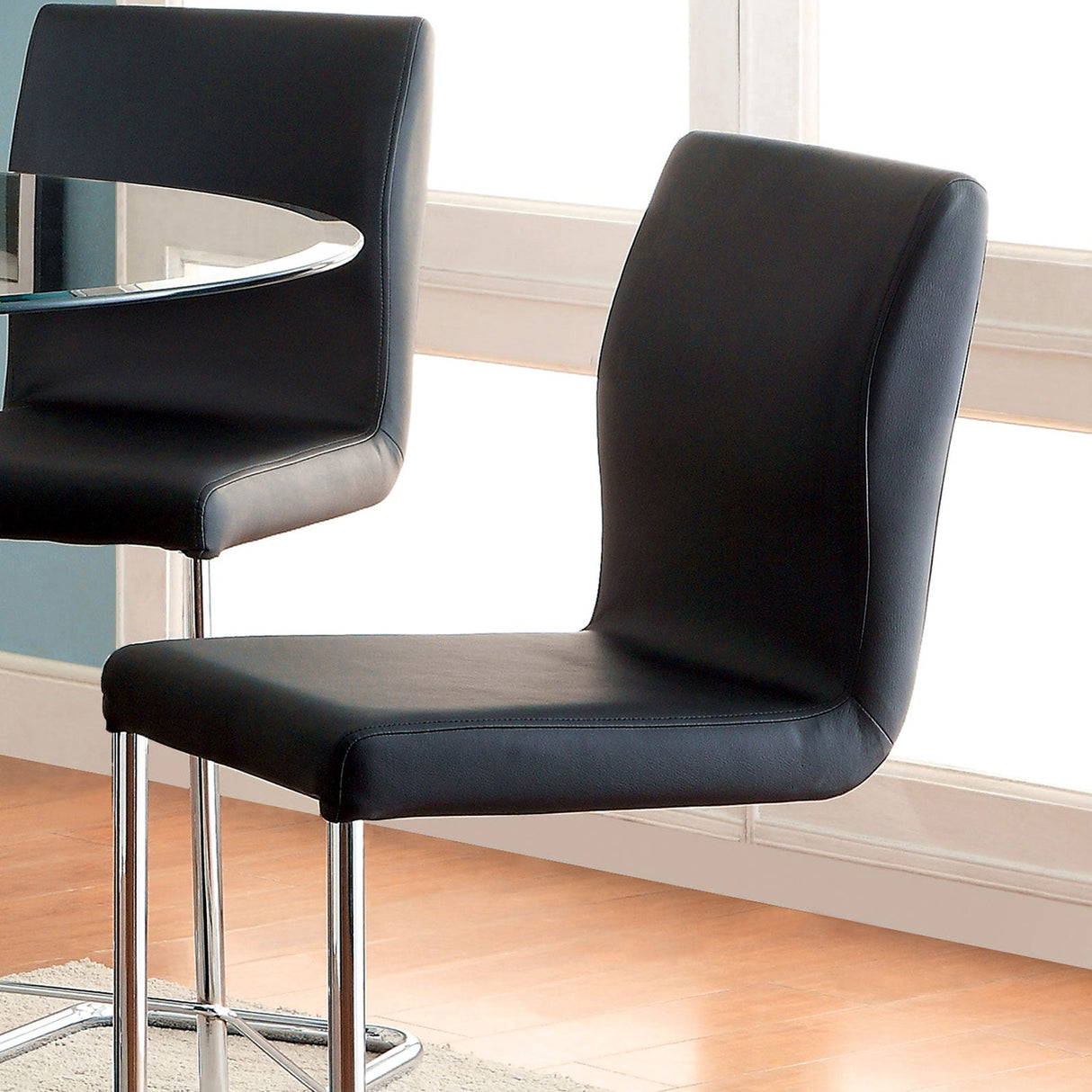 Lodia Black/Chrome Counter Height Chair from Furniture of America - Luna Furniture
