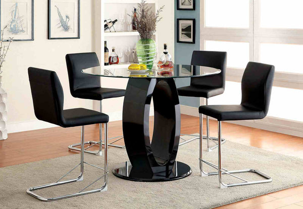 Lodia Black/Clear 5-Piece Dining Room Set