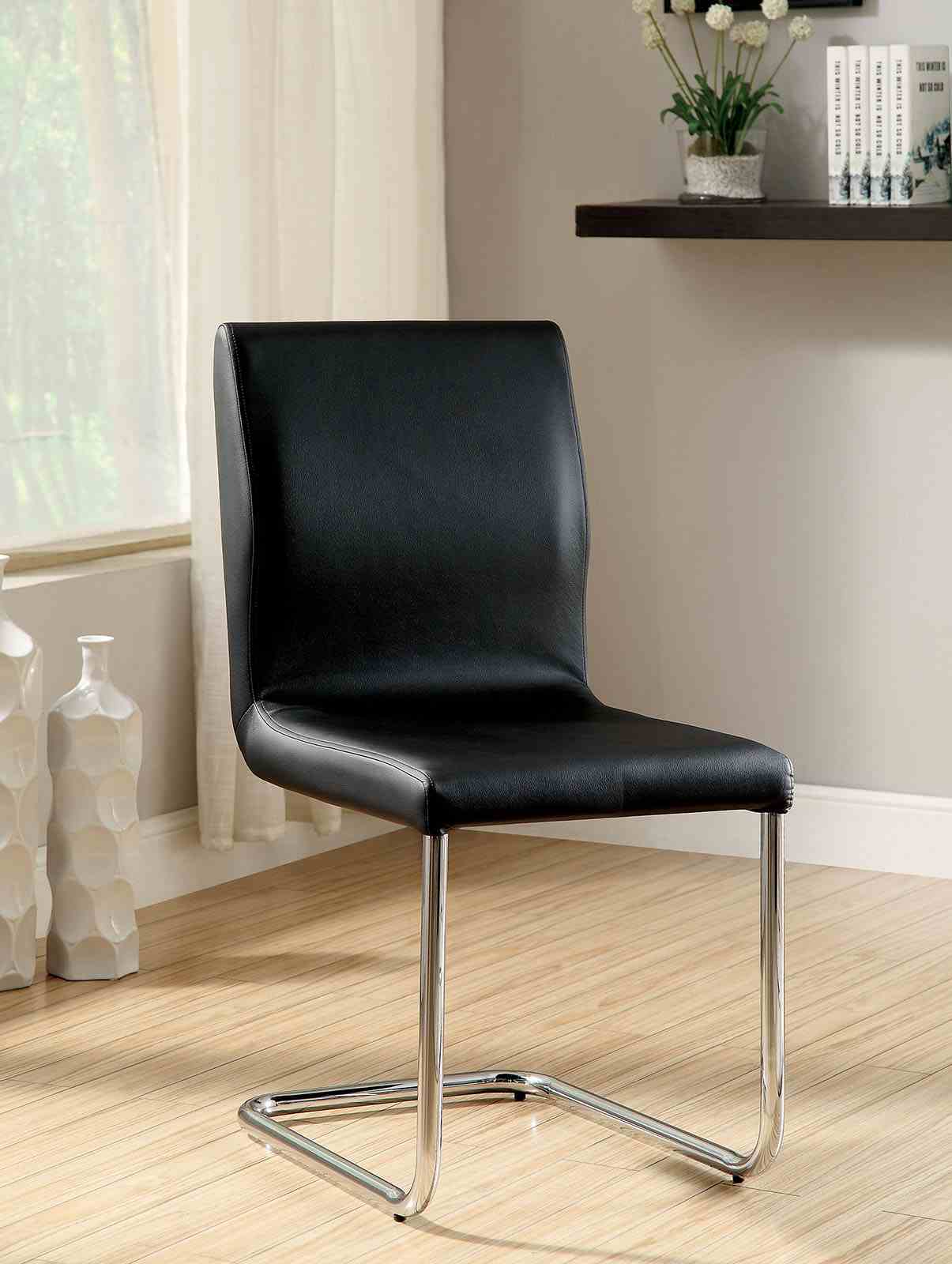 Lodia Black/Chrome Side Chair from Furniture of America - Luna Furniture